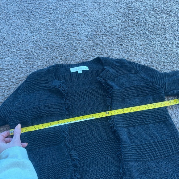 Loft Ann Taylor Open Knot Front Lite Cardigan Sweater Fringe Cotton MP - Picture 7 of 7